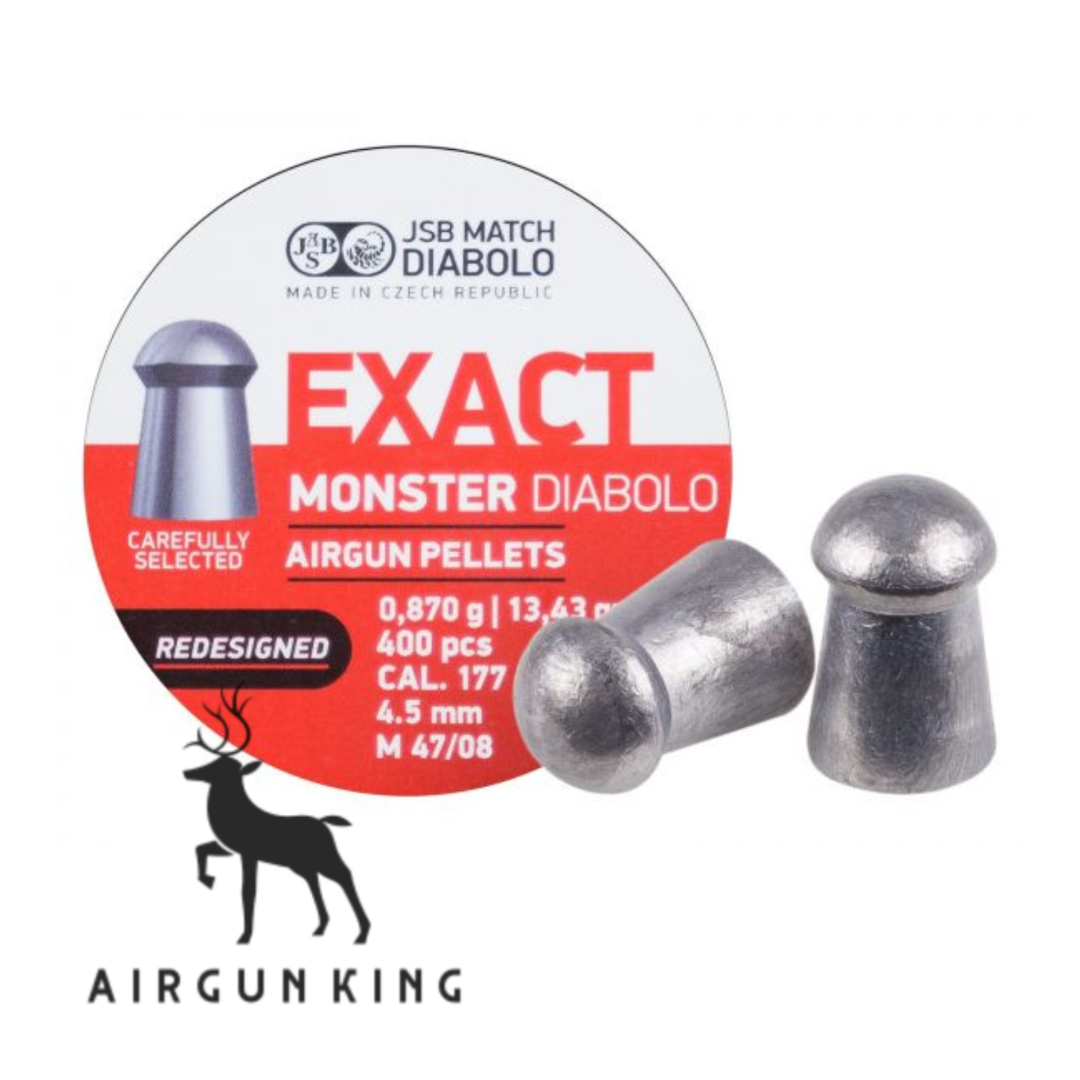 JSB REDESIGNED EXACT MONSTER .177 CAL, 13.43 GRAINS, 400 PELLETS JSB REDESIGNED EXACT MONSTER .177 CAL, 13.43 GRAINS, 400 PELLETS