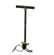 Airgun King 3 Stage PCP Hand Pump in black with folding base, pressure gauge, and flexible hose for filling air rifles.