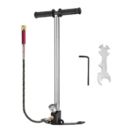 Airgun King 3 Stage Silver Folding PCP Hand Pump with Pressure Gauge, Foldable Base, and Tool Kit for Air Rifles