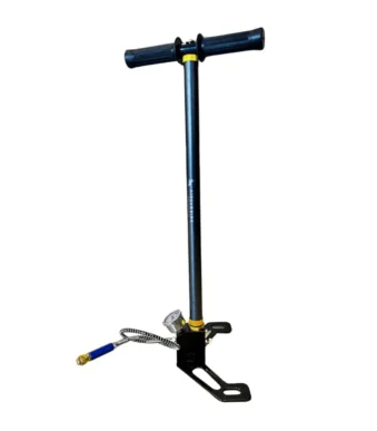 Airgun King 3 Stage Folding Spot Black PCP Hand Pump with Pressure Gauge and Metal Base Mount