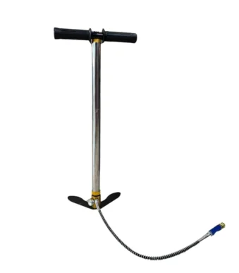 Silver 3 Stage PCP Hand Pump with microbore hose and non-folding design for air rifle charging – Airgun King
