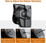 Universal OWB Holster for Compact and Subcompact Pistols, Fit Glock 19/26/43/ 43X/43X Mos, Hellcat pro,Taurus G2C, PSA Dagger Compact and More, Index Finger Release, Right Hand - Image 4